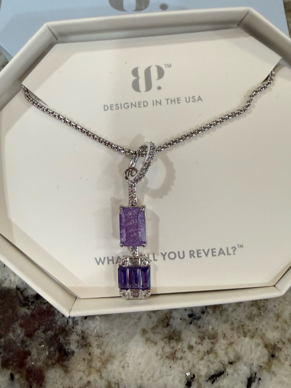 UP Designed in the USA Purple Double-Drop Pendant Necklace